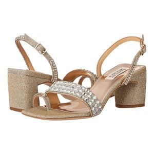 BADGLEY MISCHKA ‎ Beatrice Chunky Block Heel, Gold, 8.5